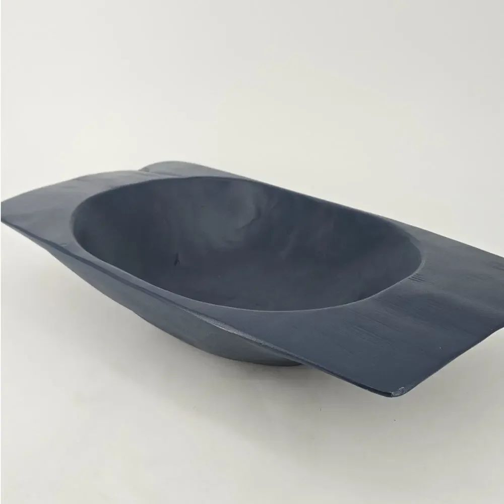 Etu Homes Dough Bowl Farmhouse Handcarved Reclaimed Wood Artisan Navy Food Safe